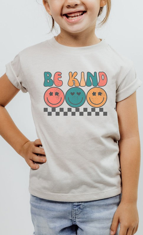 Be Kind Floral Heart Eyed Smileys Kids Graphic Tee - Heart 2 Heart Boutique