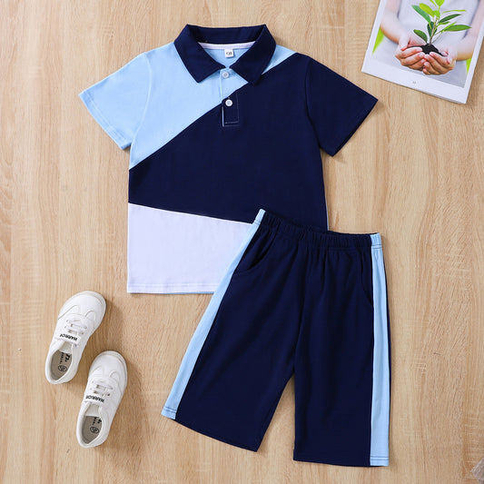 Kids Color Block Polo Shirt and Shorts Set - Heart 2 Heart Boutique