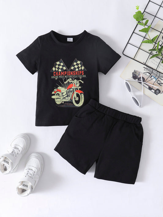 Boys CHAMPIONSHIPS Graphic Tee and Shorts Set - Heart 2 Heart Boutique