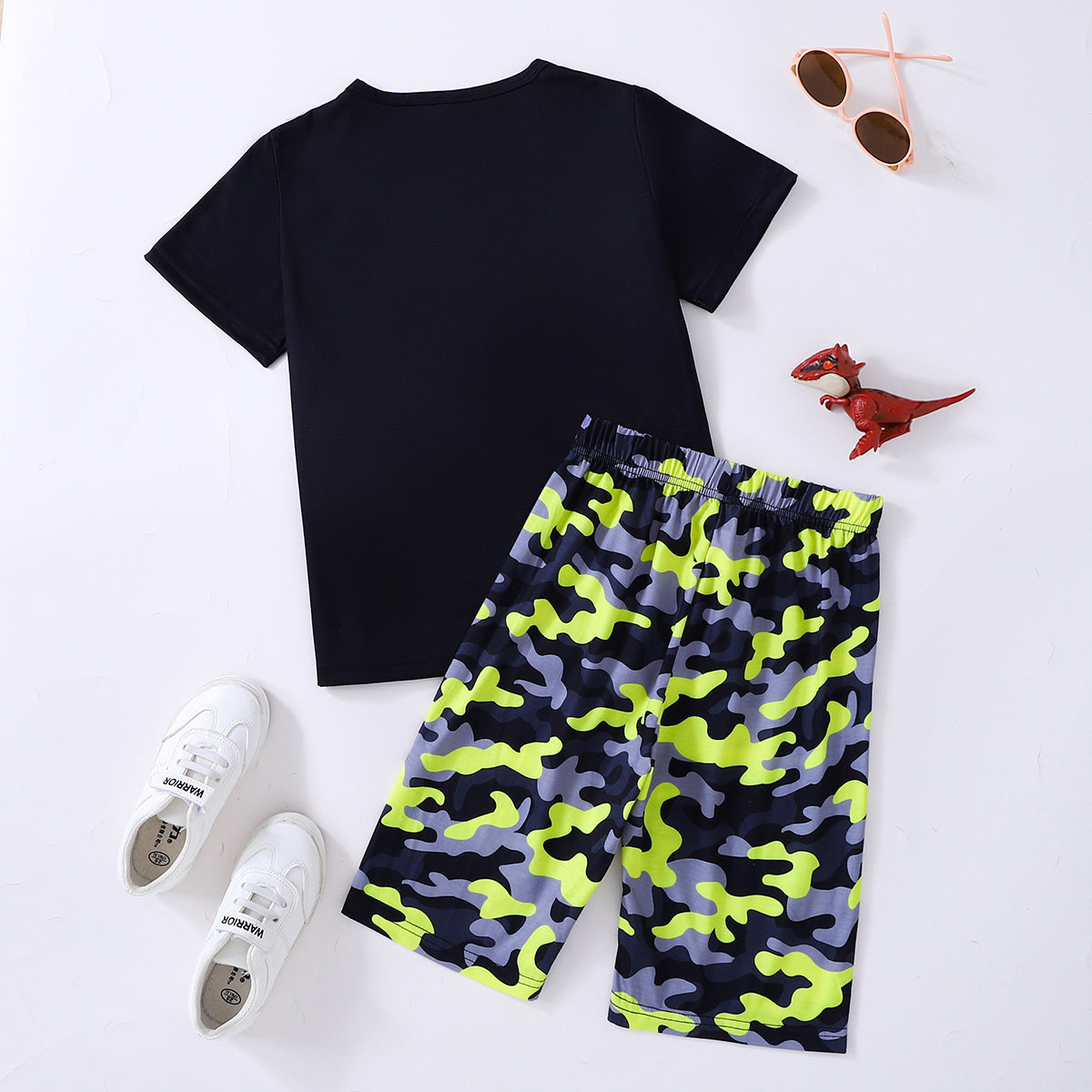 Boys Dinosaur Graphic Tee and Camouflage Shorts Set - Heart 2 Heart Boutique