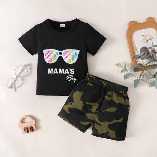 MAMA'S BOY Graphic T-Shirt and Camouflage Shorts Set - Heart 2 Heart Boutique