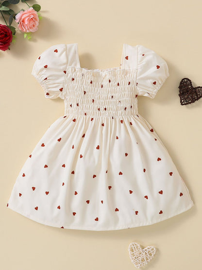 Baby Girl Heart Print Square Neck Dress - Heart 2 Heart Boutique