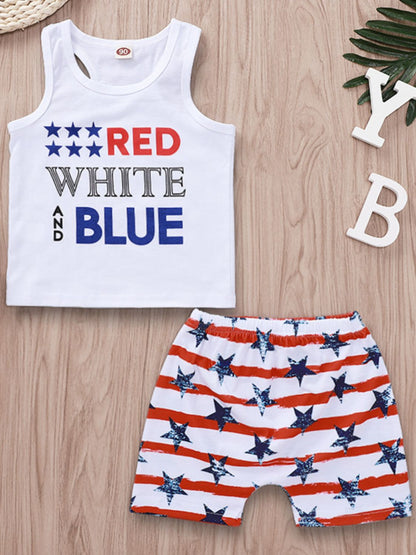 Kids Graphic Tank and US Flag Shorts Set - Heart 2 Heart Boutique