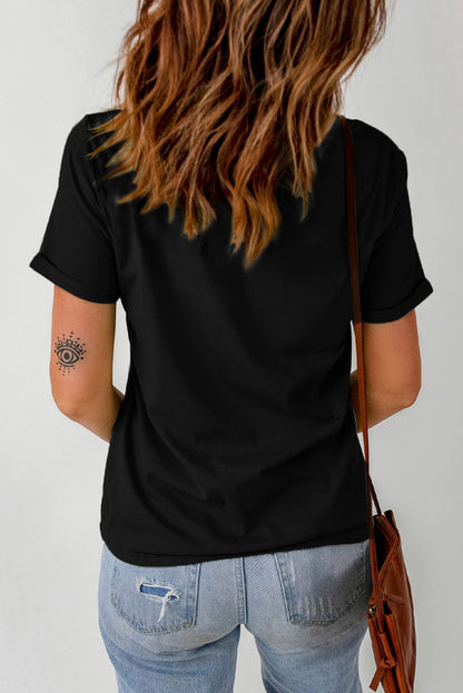 Slogan Graphic Cuffed Sleeve Tee - Heart 2 Heart Boutique